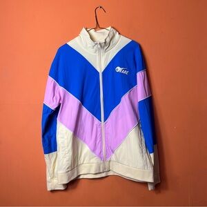 Pink Dolphin Windbreaker Jacket Mens Sz M Mockneck Colorblock Blue Yellow Zip Up